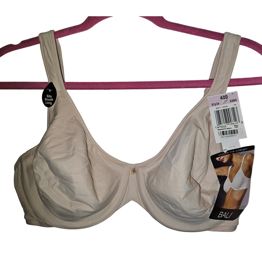 Bali Passion for Comfort Underwire Bra 40D Soft Taupe Unlined 3383 NEW